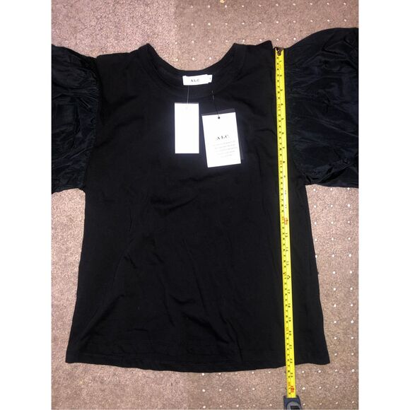 A.L.C. NWT Cassandra Taffeta Puff Sleeve T-Shirt Black, Size Small, MSRP $155 - Picture 7 of 7